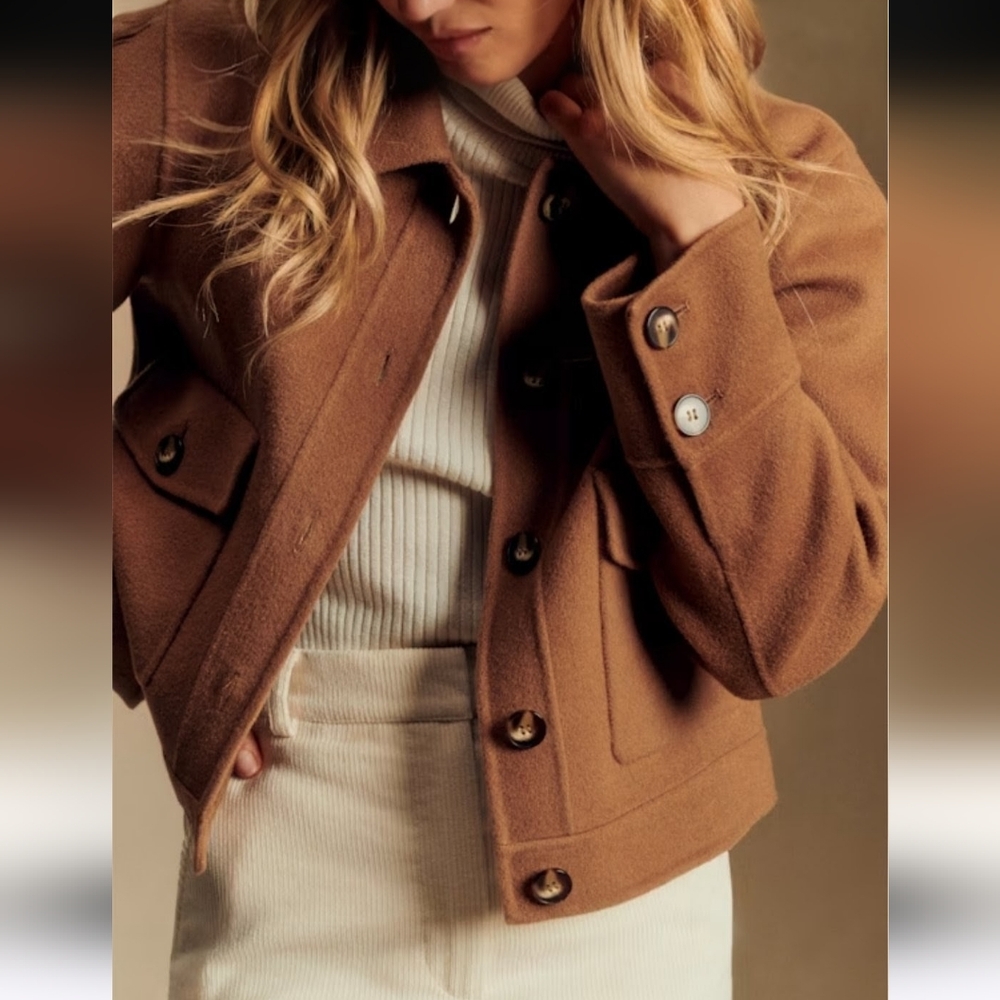 SÉZANE Terry Camel Wool Blend Jacket Short Coat Like New 36